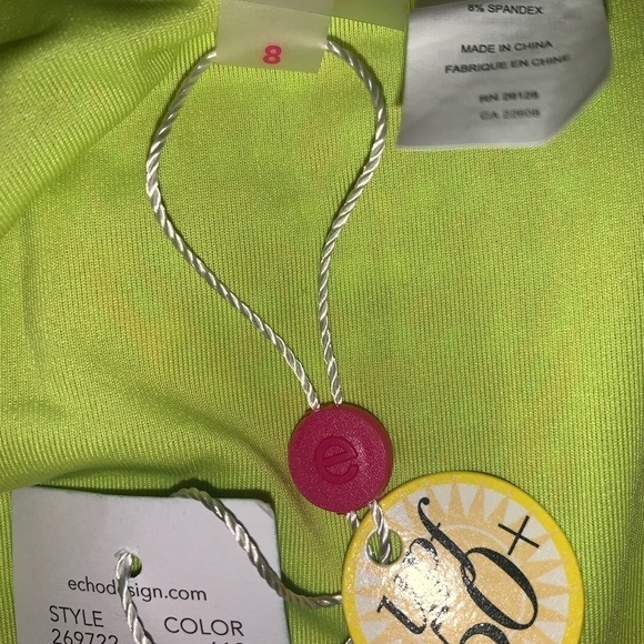 ECHO NWT swimsuit one piece one shoulder size 8 medium geometric print orange - Picture 5 of 7